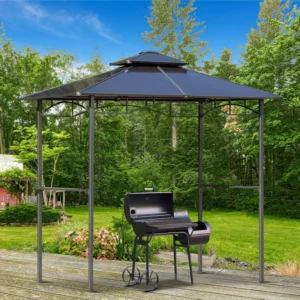 8 x 5 BBQ-Grillpavillon, Outdoor-Küchenzelt mit Seitenablagen und Doppelschic...