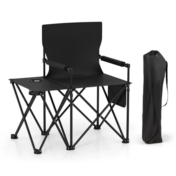 Übergroßer klappbarer Campingstuhl mit Beistelltisch & Getränkehalter, 150 kg...