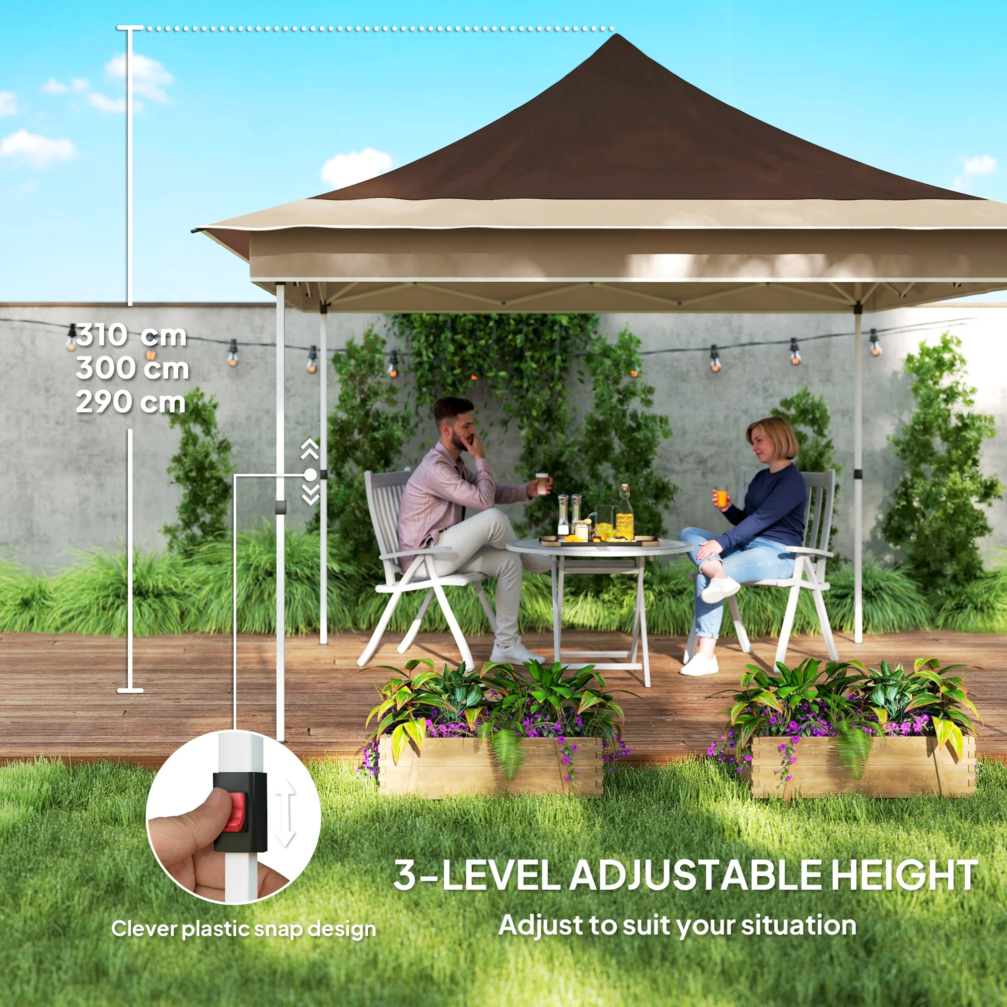 12 x 12 ft. Garden Gazebo with Mosquito Net, UPF50+, Includes Carry Bag, Brown - Imagen 4