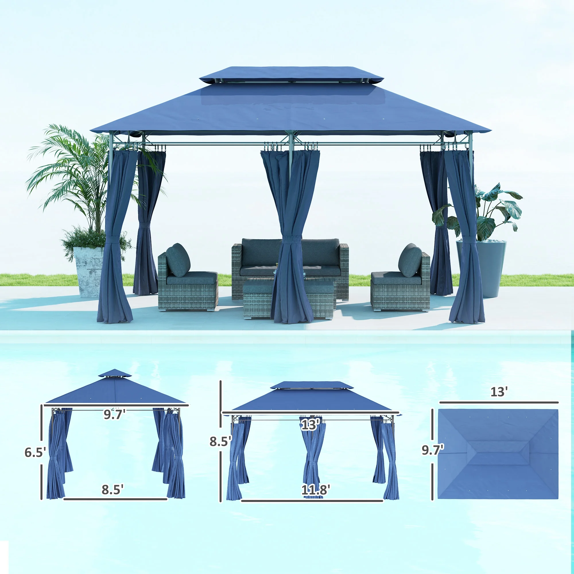 Gazebo de patio à double toit 10 x 13 - Imagen 4