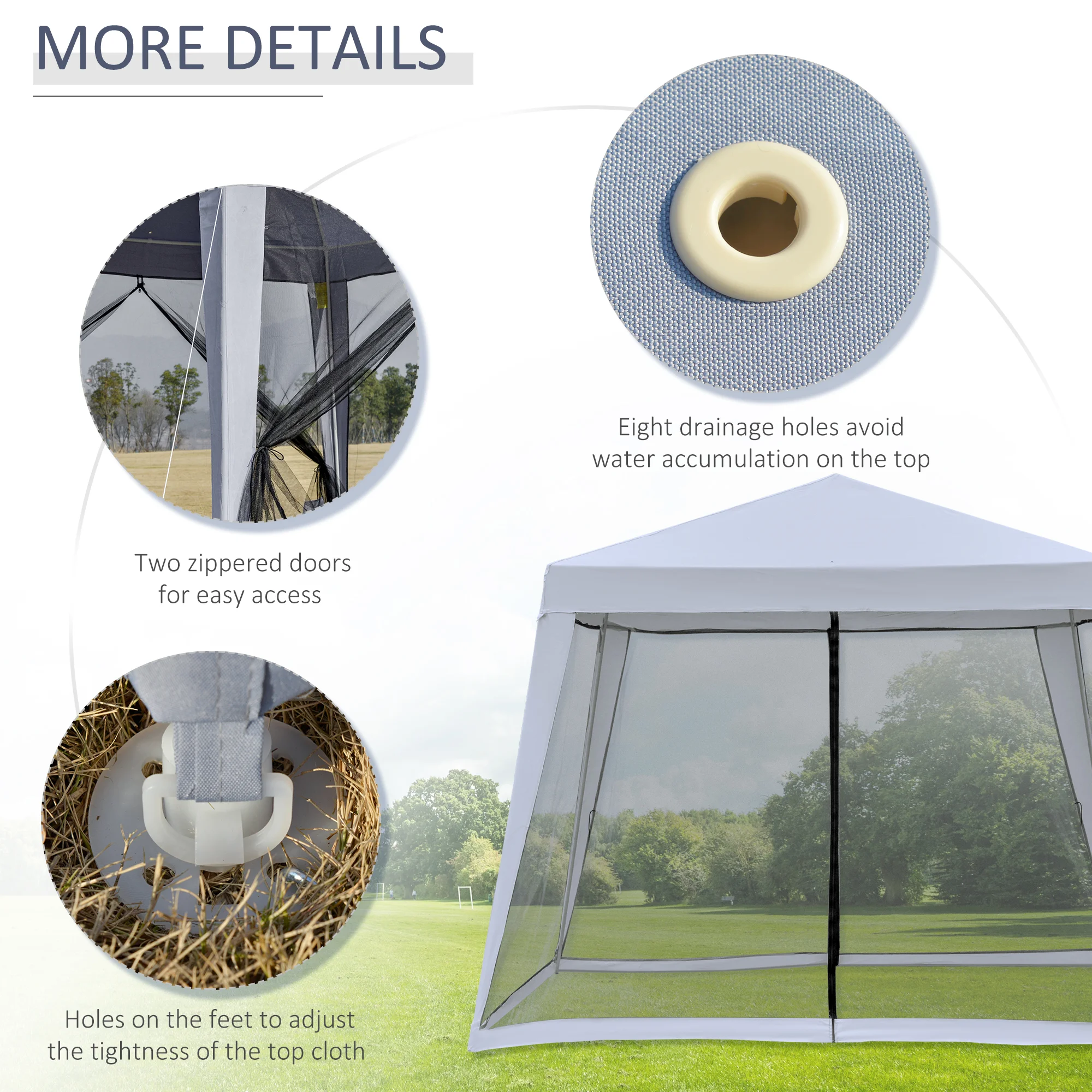 10x10 Outdoor Party Tent with Mosquito Net Side Walls, Gray - Image 4