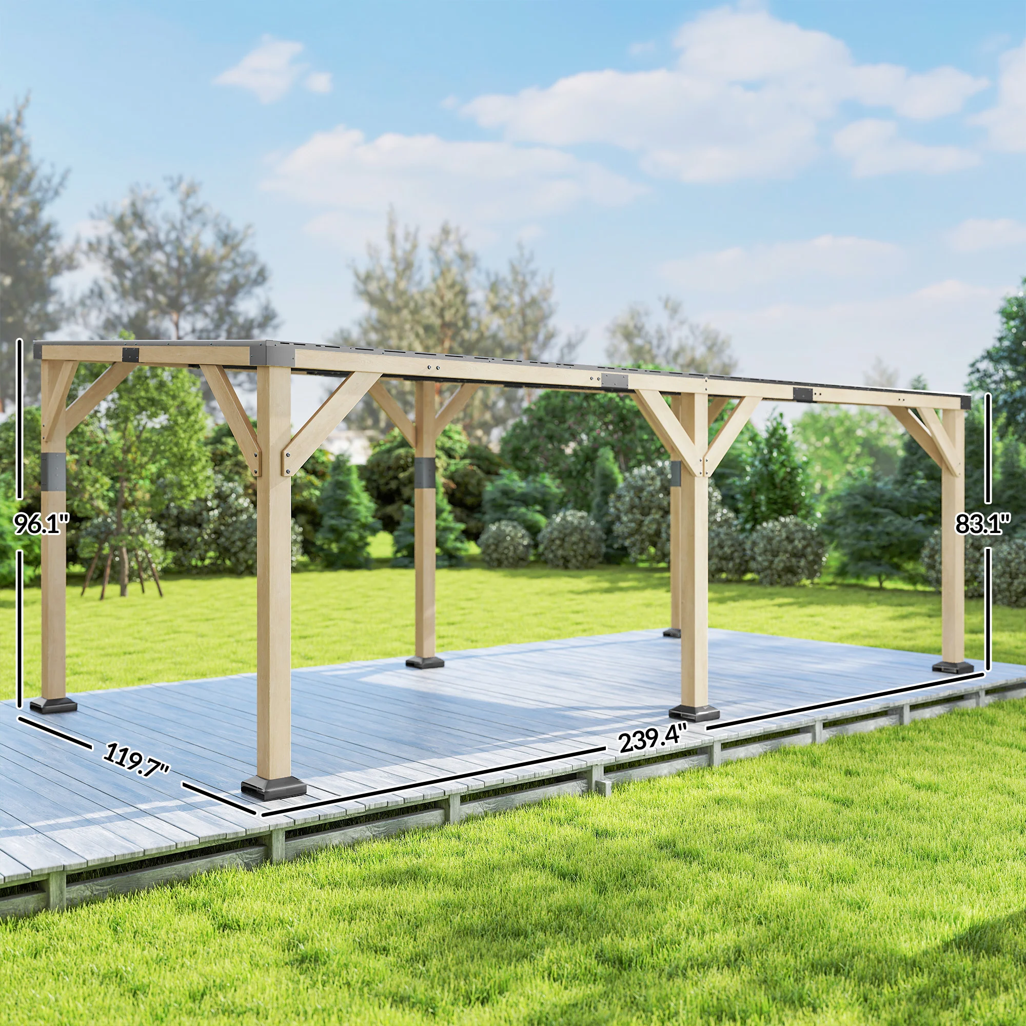 CampGlut großer Holz-Gartenpavillon im Garten.