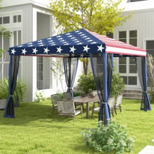 CampGlut 10x10m Outdoor Pavillon mit Seiten- Moskitonetzen Camping.