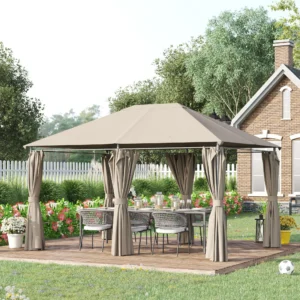 10 x 13 Außenpavillon mit 6 abnehmbaren Seitenwänden & Stahlrahmen für Garten...