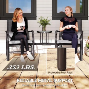 Garten-Schaukelstuhl-Set mit Couchtisch, 2-Sitzer, grau