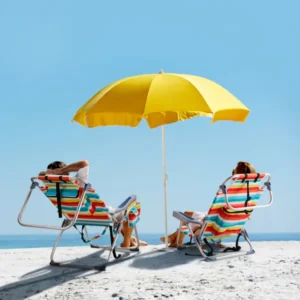 CampGlut Regenbogen-Strandstuhl mit Alurohr, bunt für Outdoor.