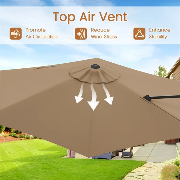 CampGlut 9x8.2FT Cantilever Patio Umbrella im Schatten.