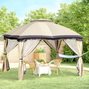 10 x 12 Außenpavillon, Terrassenüberdachung mit Doppel-Lüftungsdach, Reißvers...