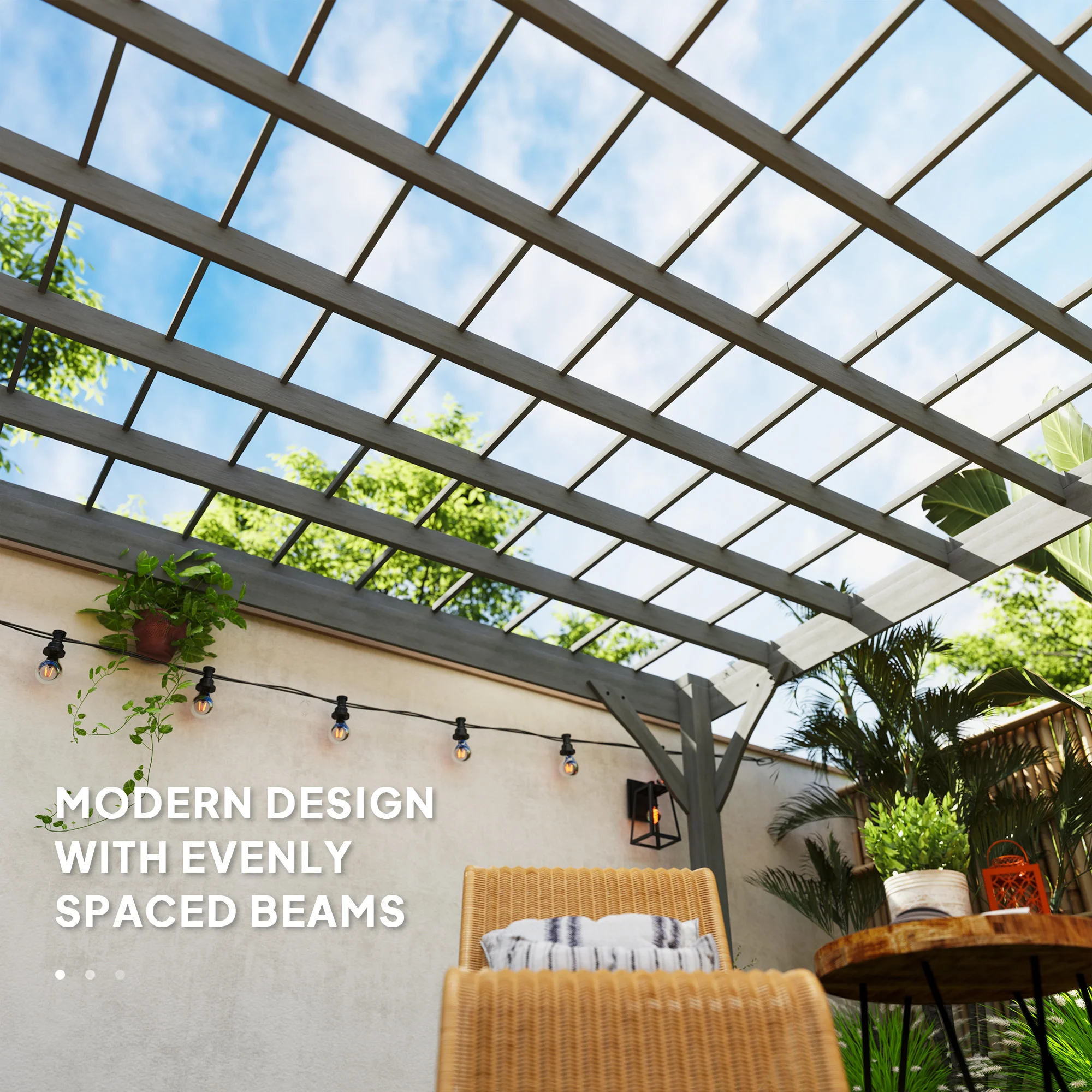 Pergola en bois extérieure 12 x 20, treillis pour vigne avec ancrages en béton pour jardin, terrasse... - Imagen 6