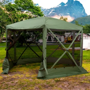 6-seitiges Hexagon-Popup-Partyzelt mit Moskitonetz & Schattenspender, 12 x 12...