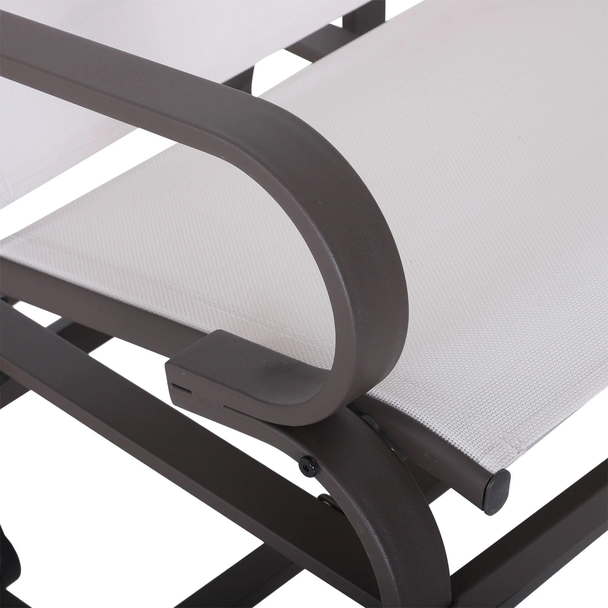 Sillón Mecedor, Silla Mecedora Individual de Metal Ligero y Malla, Blanco - Imagen 8