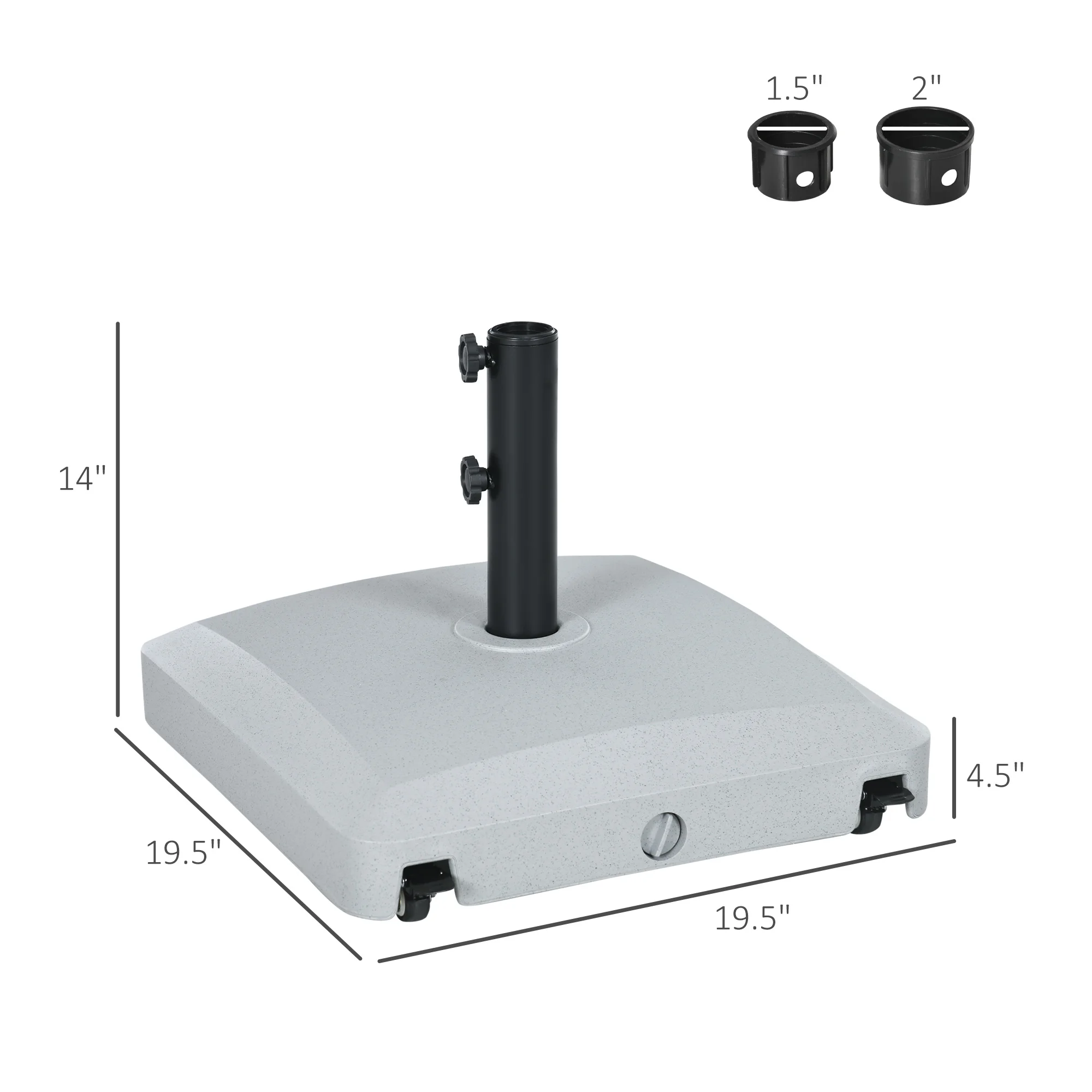 Terrassen-Schirmständer mit Rollen, 24kg Wasser/30kg Sand, schwerer Outdoor-S... – Bild 4