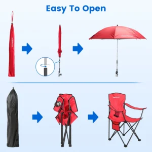 1 Pièce Chaise de camping avec parasol, légère, pliable, avec porte-gobelet, ...