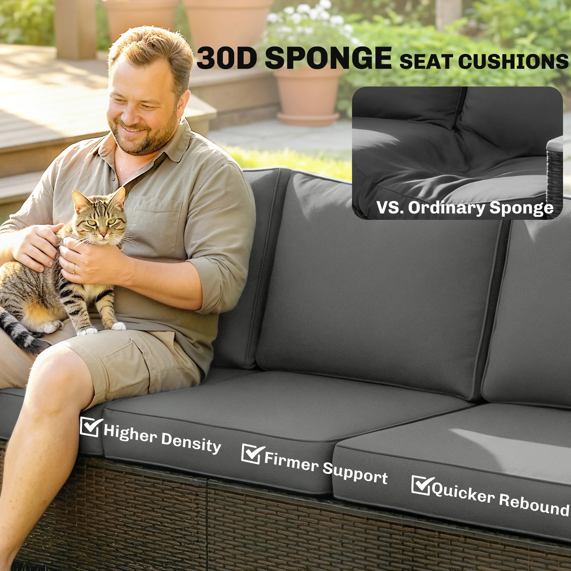 CampGlut 3-Sitzer Outdoor Couch, Kissen im Detail.