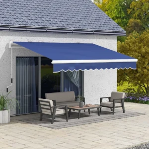 CampGlut Manuell einziehbare Terrassenmarkise, 13 x 8 Fuß, mit UV-Schutz.