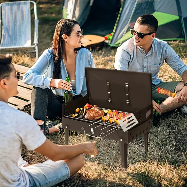 44x27x7cm Portable Square Charcoal Grill Black - Image 17