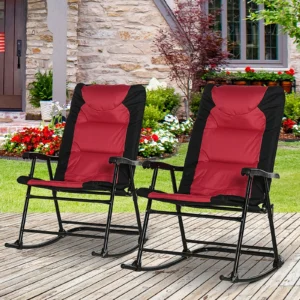 2-Piece Outdoor Set with 2 Padded Rocking Chairs, Bistro Style for Te...