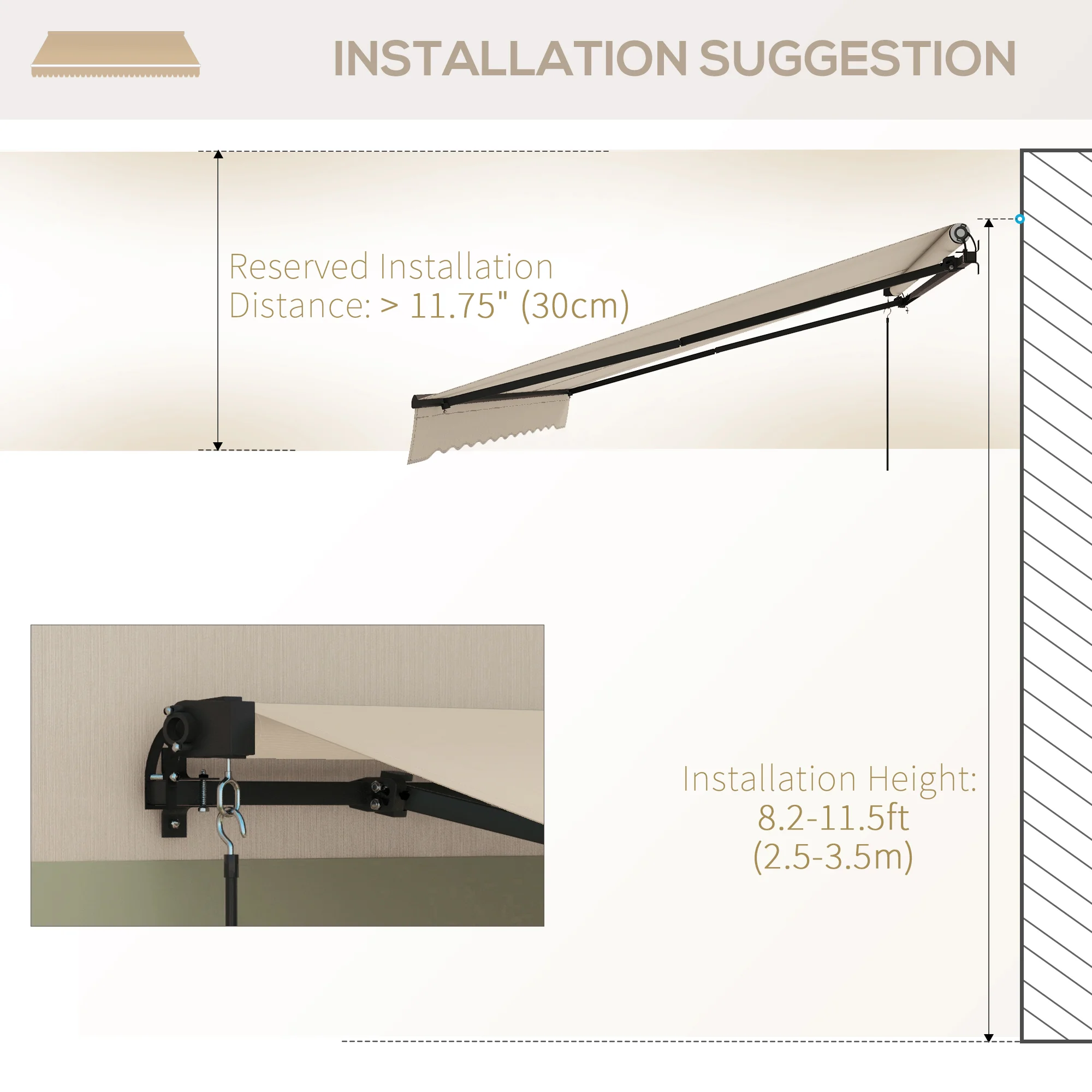 13 x 10 ausziehbare Markise, 280gsm UV-beständiger Sonnenschutz für Terrasse,... – Bild 7