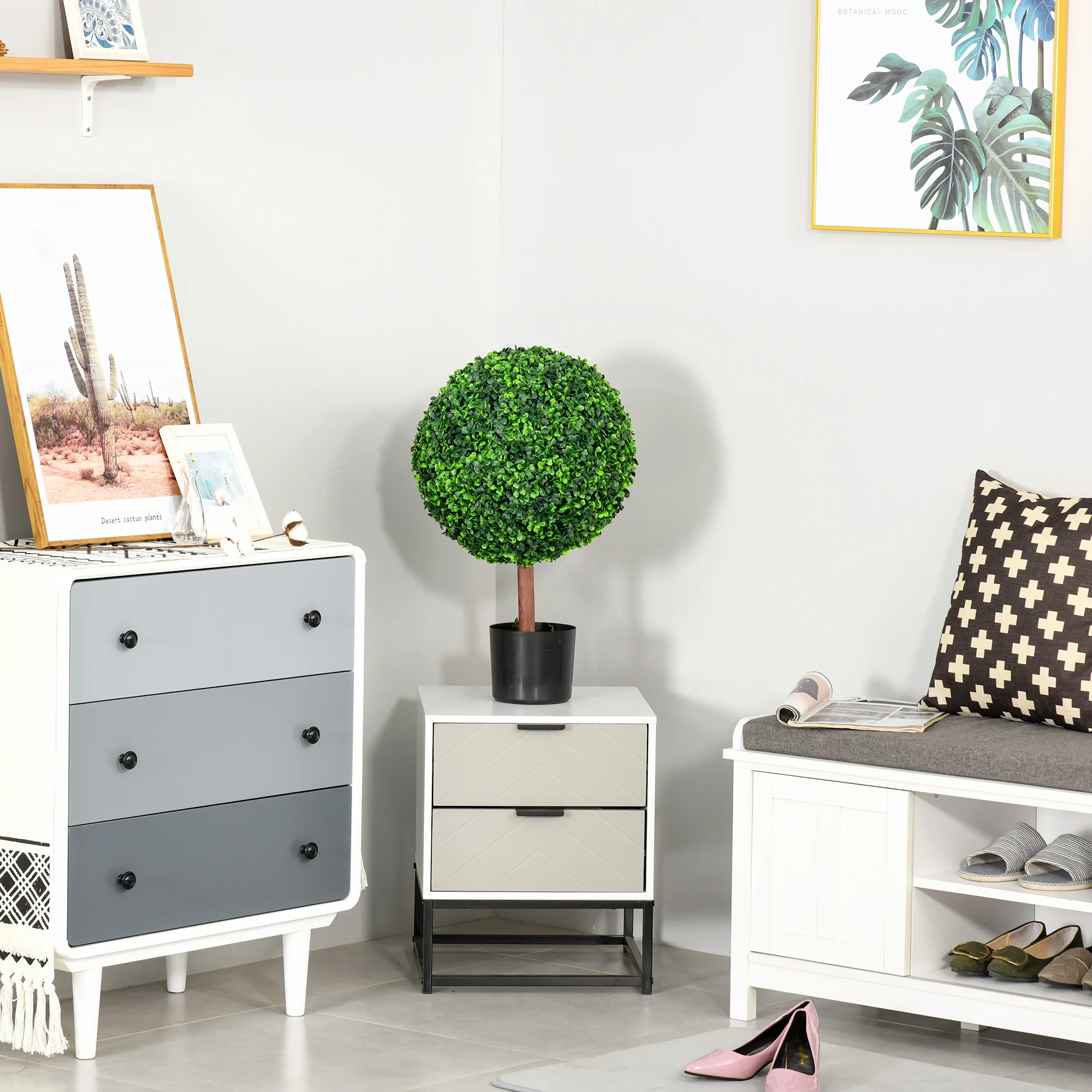 23,5" Künstlicher Buchsbaum-Kugelbaum, Set aus 2, inkl. Topf – Bild 5