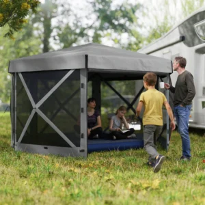 12 x 12 Sechseck-Pavillon mit 5 Seitenwänden, Outdoor-Schutzdach mit Tragetas...