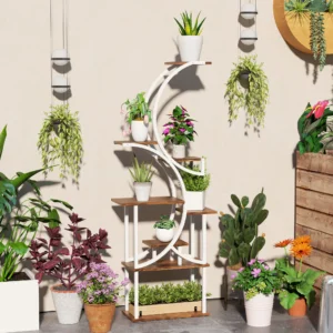 Pflanzenständer Indoor, 8-stufig 62" S-förmig, Eckregal für mehrere Pflanzen,...