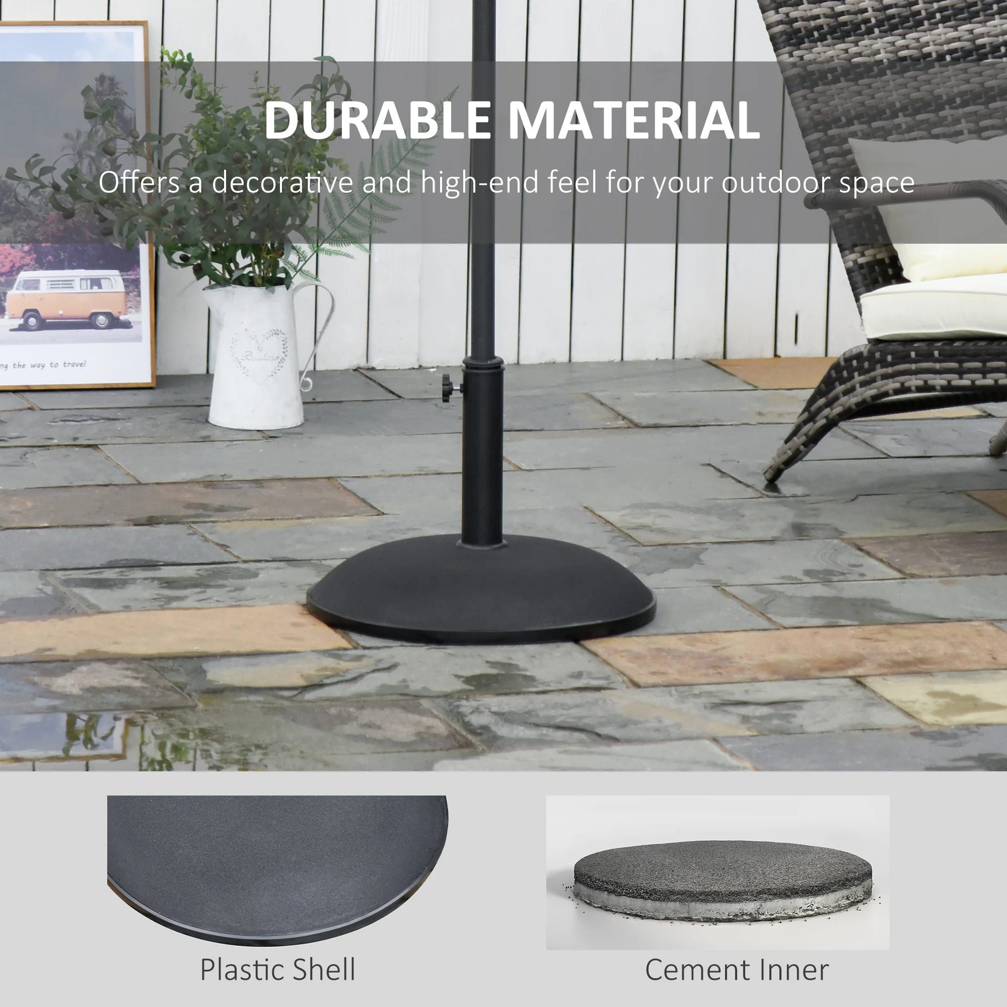 20" runder Zementsockel für Marktschirme, 55 lbs, mit Feststellschraube, für ... – Bild 4