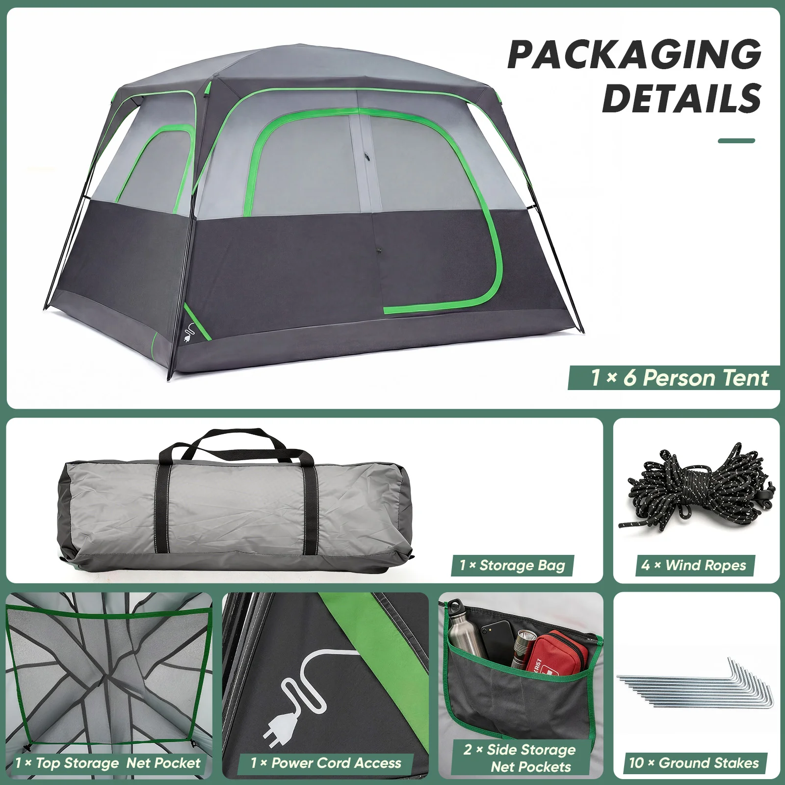 CampGlut 6-Personen Family Camping Tent wind- und wasserdicht.