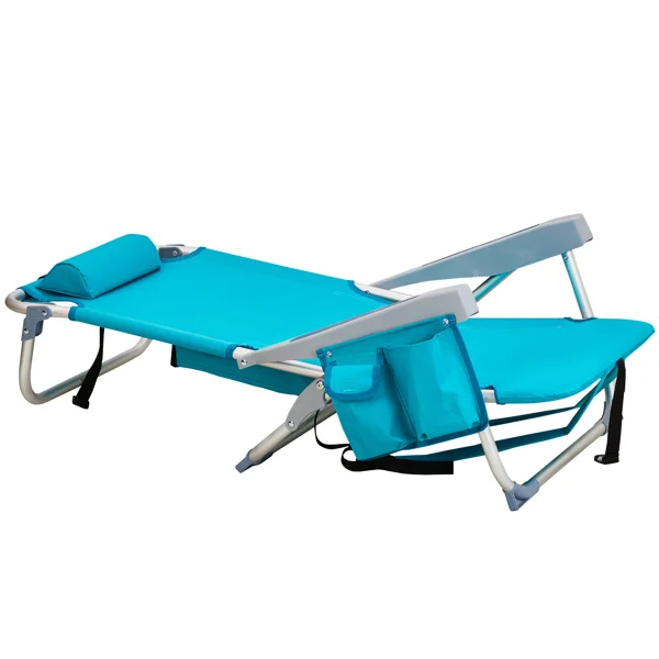 CampGlut Strandstuhl seitlich, mintgrün, Aluminiumgestell, für Camping.