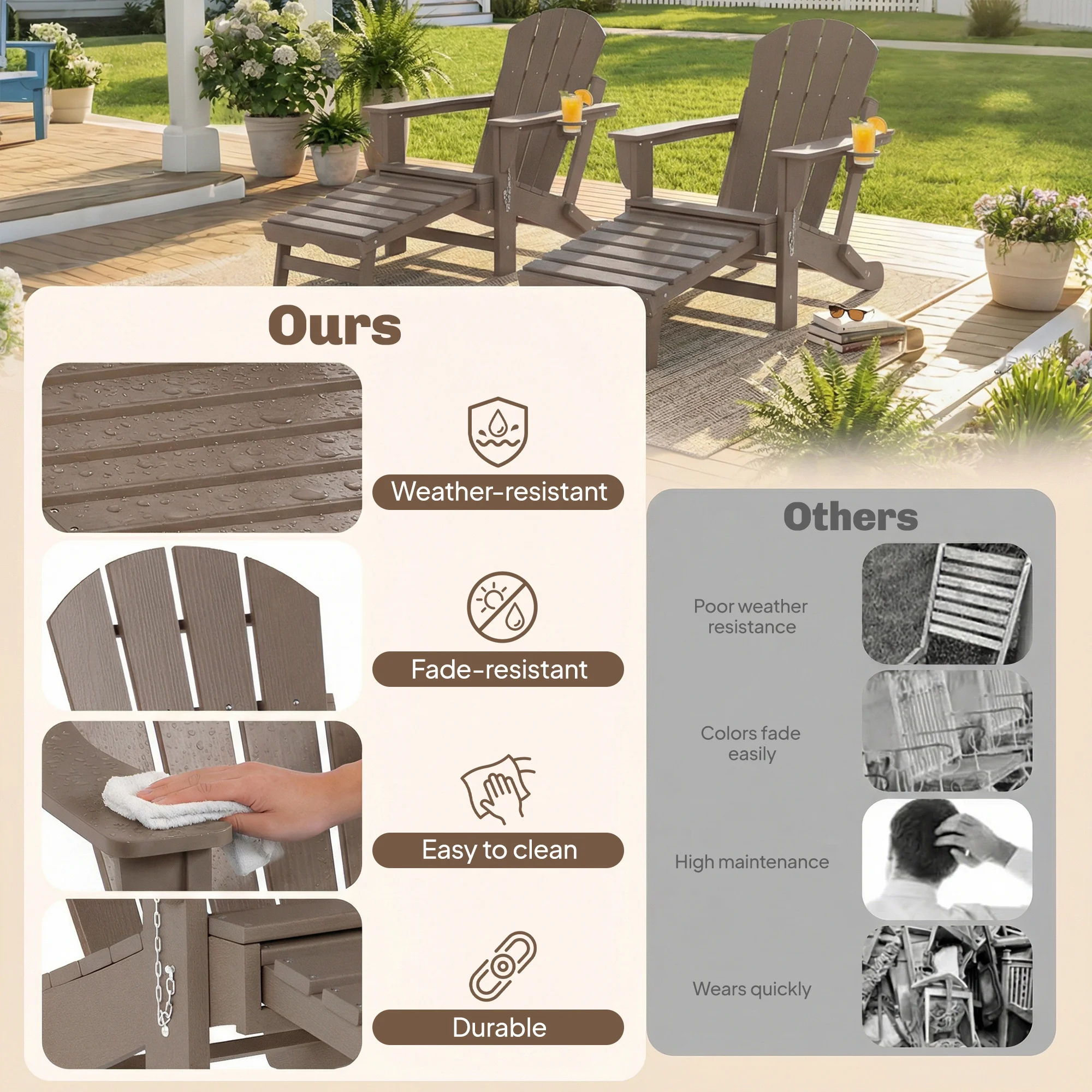 CampGlut Bequeme Campingstühle Adirondack Set of 2.