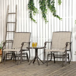 3-teiliges Gartenschaukel-Set mit Couchtisch, 2 Schaukelsessel mit Mesh-Bespa...
