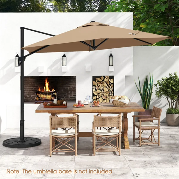 CampGlut 9x8.2FT Cantilever Patio Umbrella mit Fußplatte.