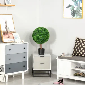 23,5" Künstlicher Buchsbaum-Baum, Deko-Pflanze inkl. Topf, 2er-Set, Grün