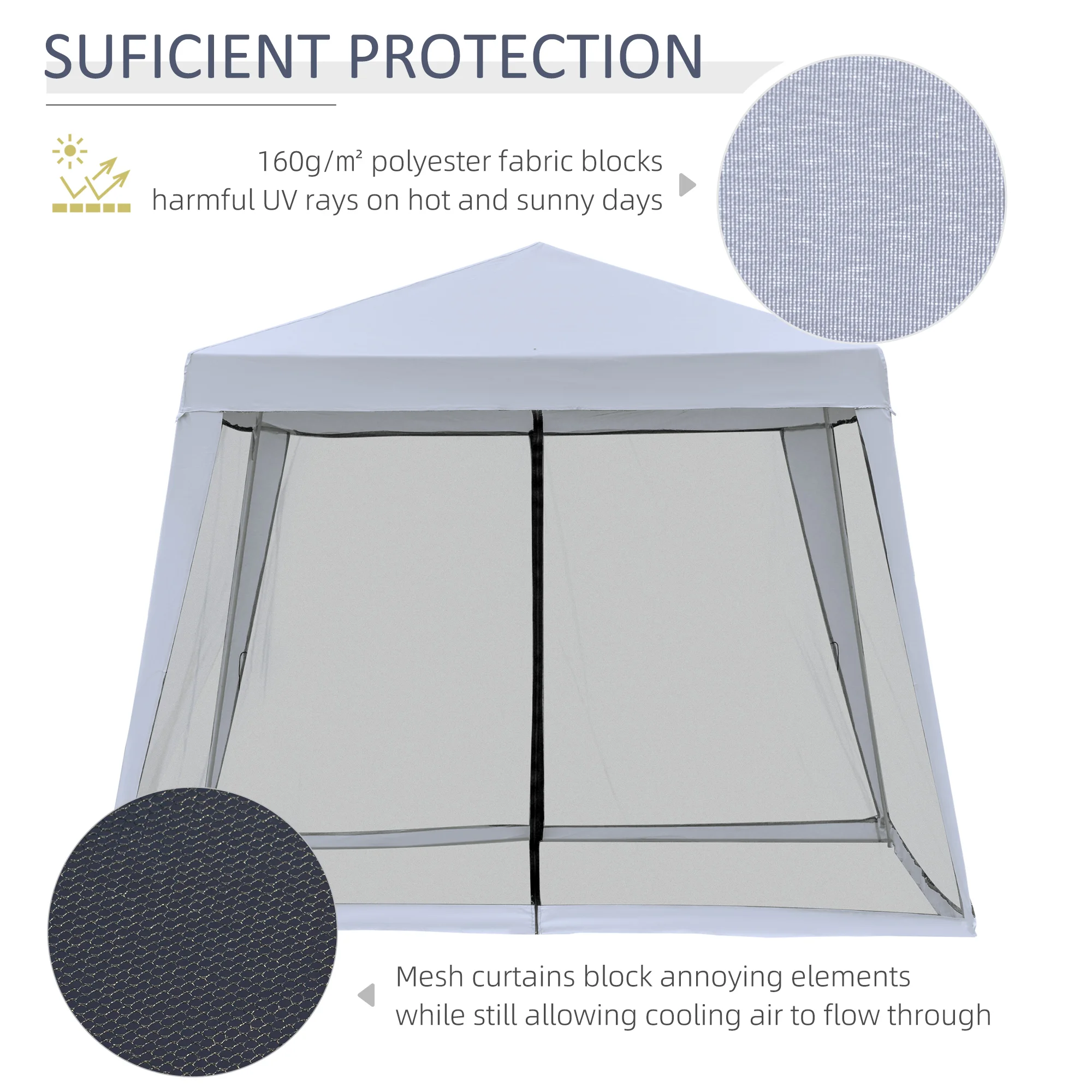 10x10 Outdoor Party Tent with Mosquito Net Side Walls, Gray - Image 6