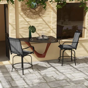 Outdoor-Barhocker 2er-Set, 360° drehbar, 68 x 75 x 123 cm, Grau