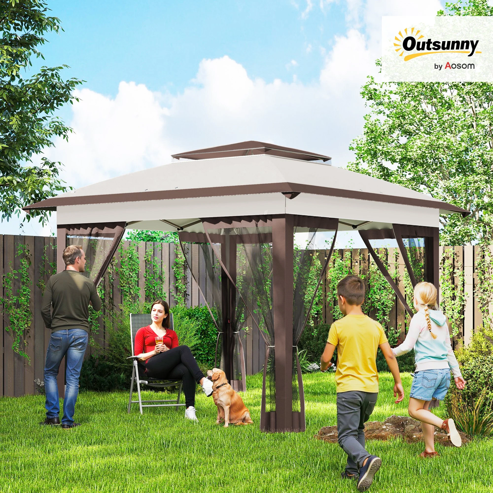 12 x 12 Pop-Up-Pavillon mit Netz und Tragetasche, sofortiger Sonnenschutz, 13...