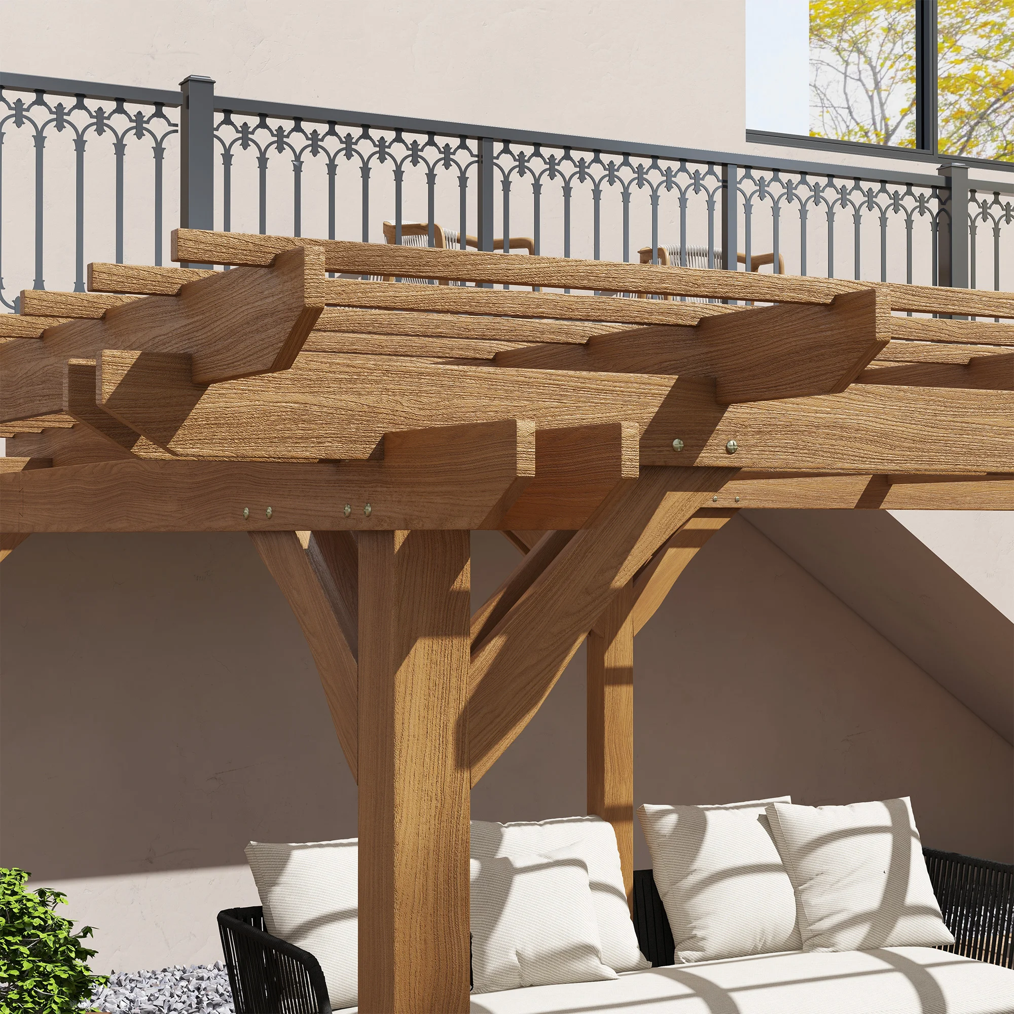 CampGlut Outdoor Pergola aus Holz für Kletterpflanzen im Garten.