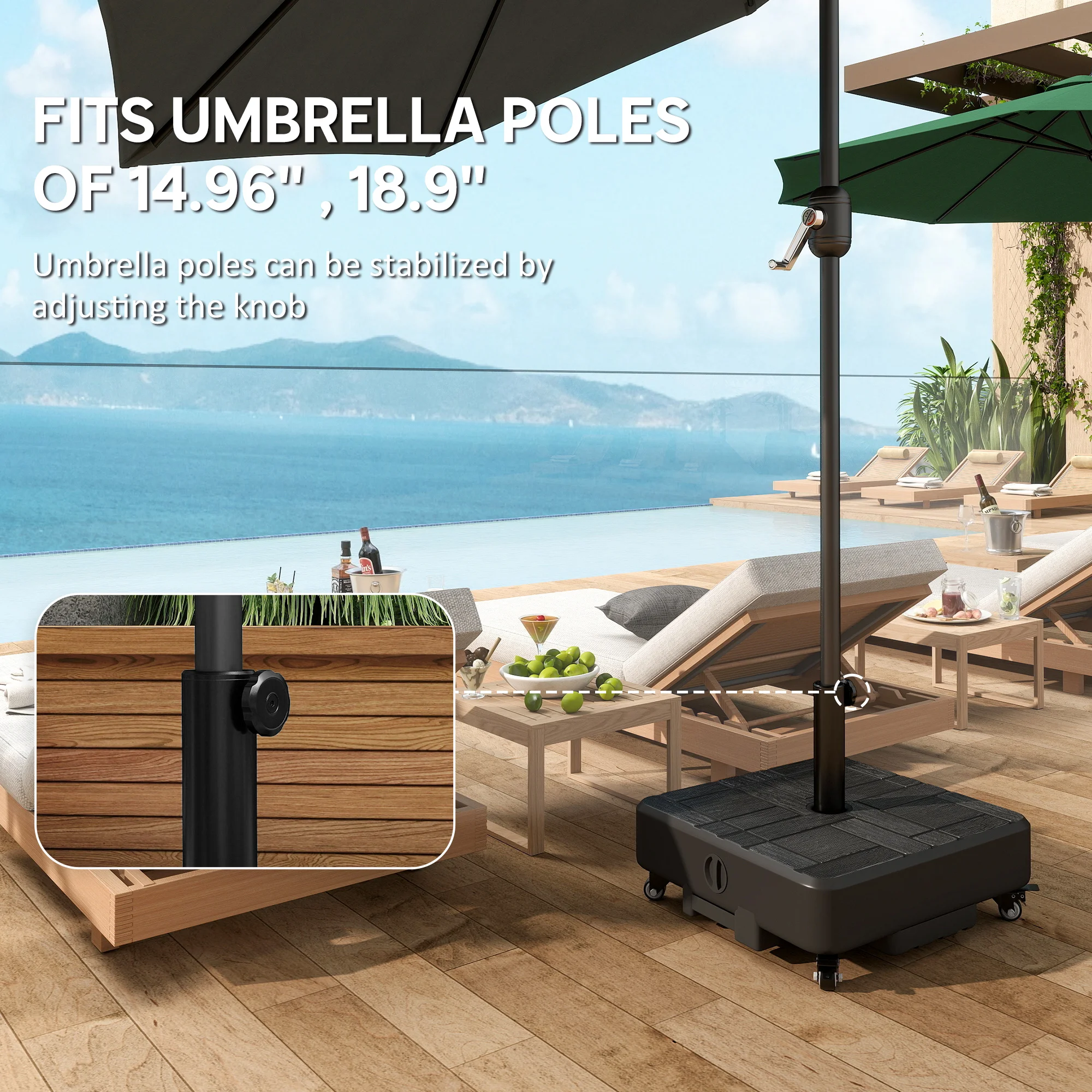 Terrassenschirmständer mit Rollen für 1,5"/1,9" Stangen – Bild 7
