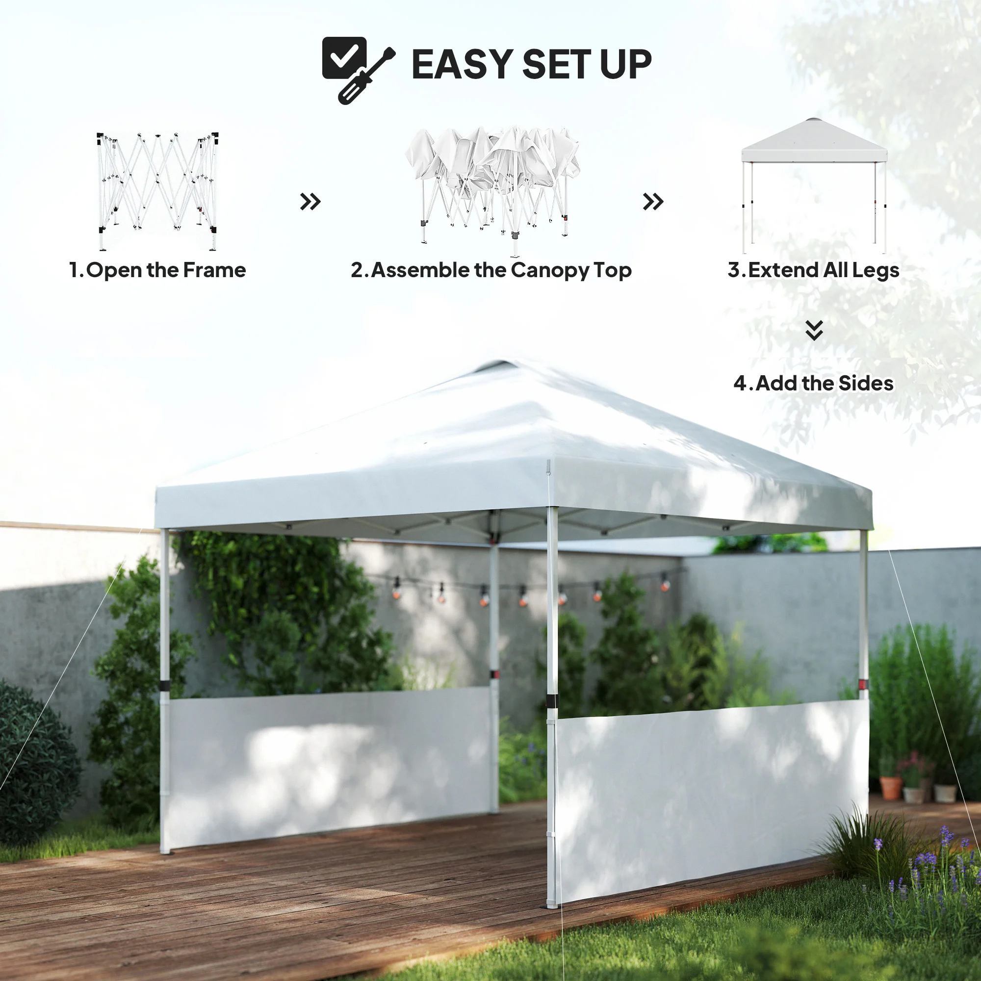 Toldo plegable 10x10 con 2 paredes laterales, UV50+, protección solar con bolsa de transporte,... - Image 8