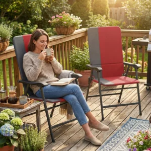CampGlut Folding Patio Chairs Set of 2 für Camping und Outdoor.
