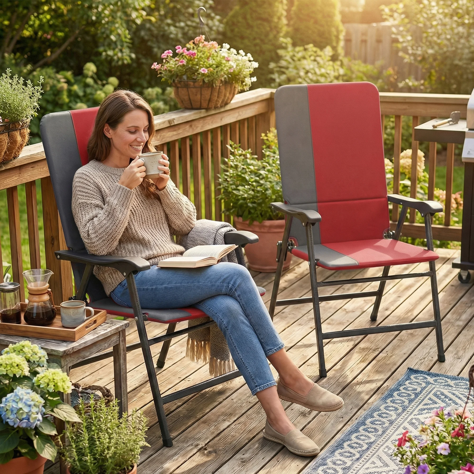 CampGlut Folding Patio Chairs Set of 2 für Camping und Outdoor.