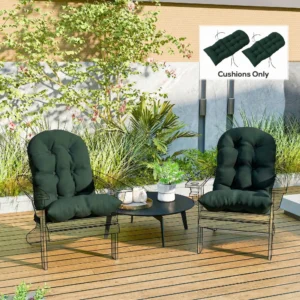 Outdoor Adirondack Sitzkissen 2er-Set, getuftete Hochlehner Polster, Dunkelgrün