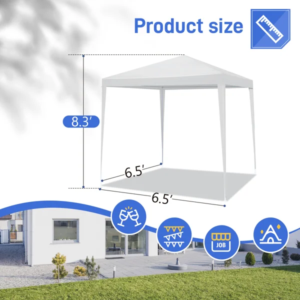 CampGlut 6.5x6.5FT Partyzelt mit vier Seiten.