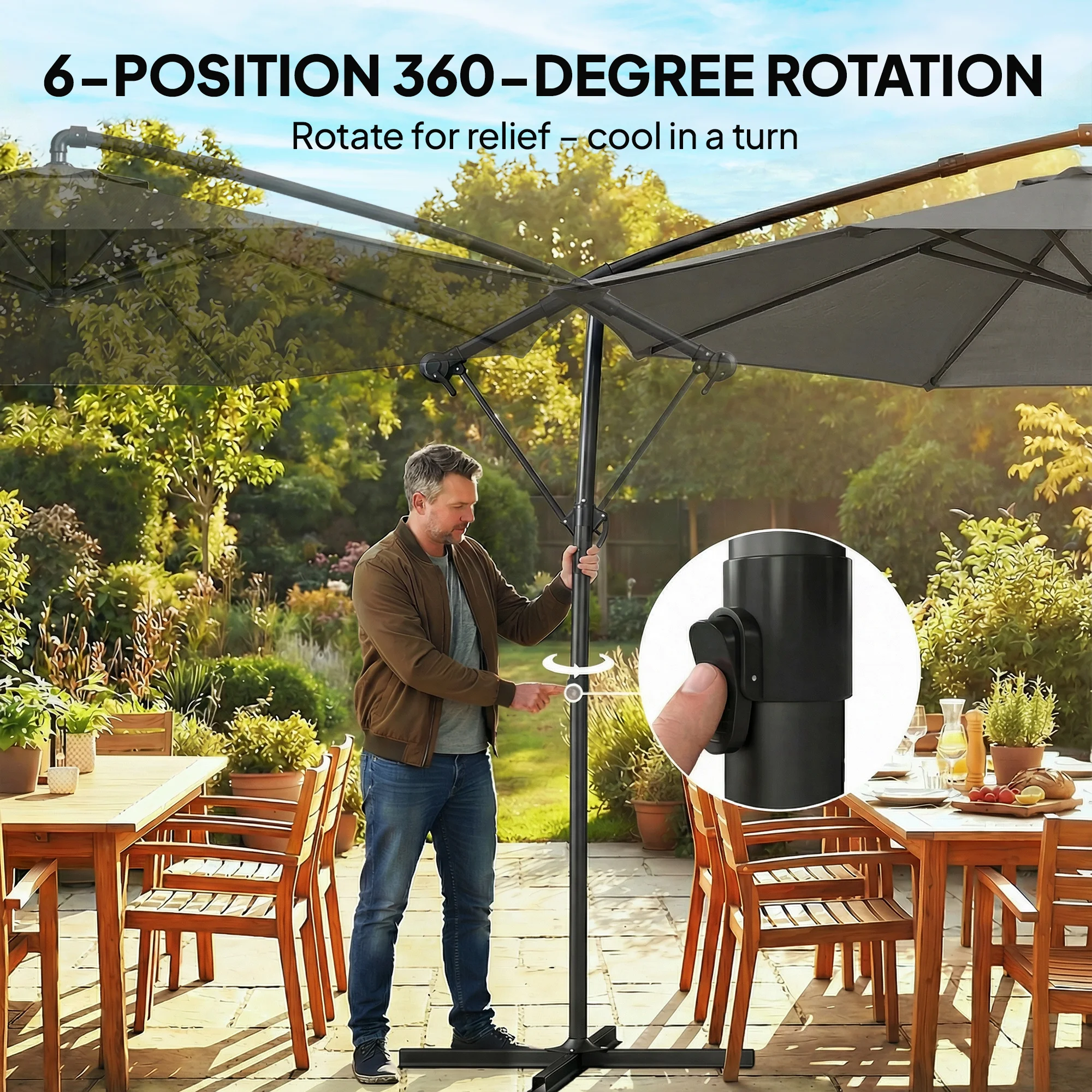 CampGlut 10 ft versetzter Sonnenschirm mit Abdeckung für den Garten.