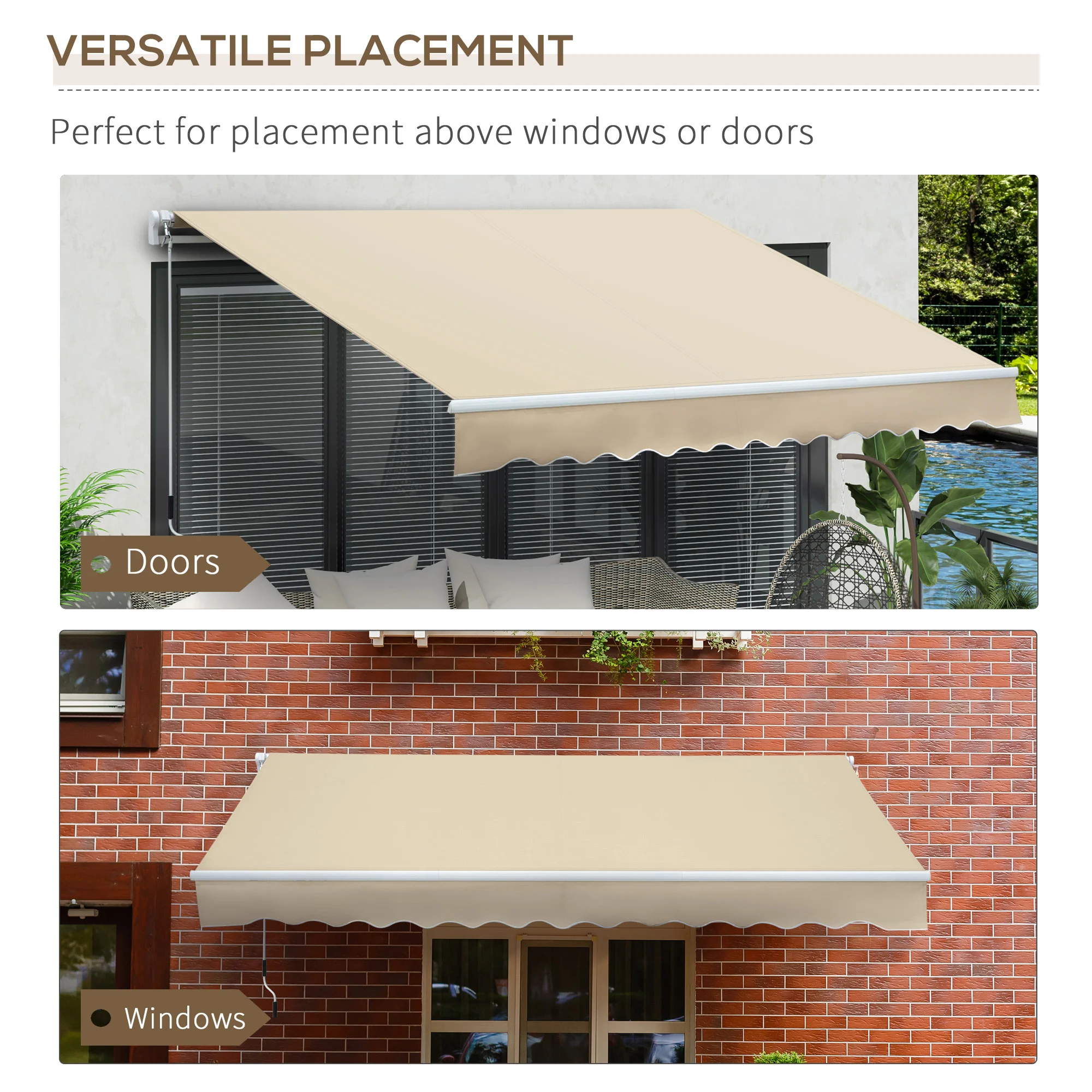 12 x 8 Terrassenmarkise, ausziehbarer Sonnenschutz mit Handkurbel für Terrass... – Bild 5