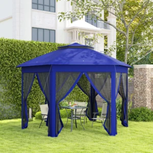 13 x 13 Pop-up-Pavillon, sechseckig, mit 6 Reißverschluss-Moskitonetzen für T...