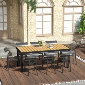 CampGlut großer Gartentisch für 8 Personen, rechteckig, Aluminium, wetterbeständig.