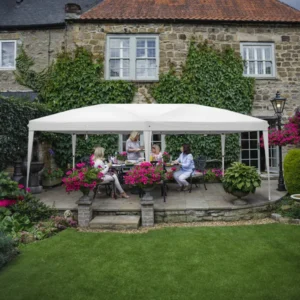 Gazebo instantané blanc, sans parois latérales, cadre en acier revêtu par poudre, 1...