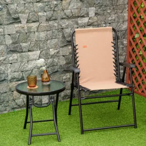 Klappstuhl für Terrasse, Outdoor-Bungee-Sling-Stuhl mit Armlehnen, tragbarer ...