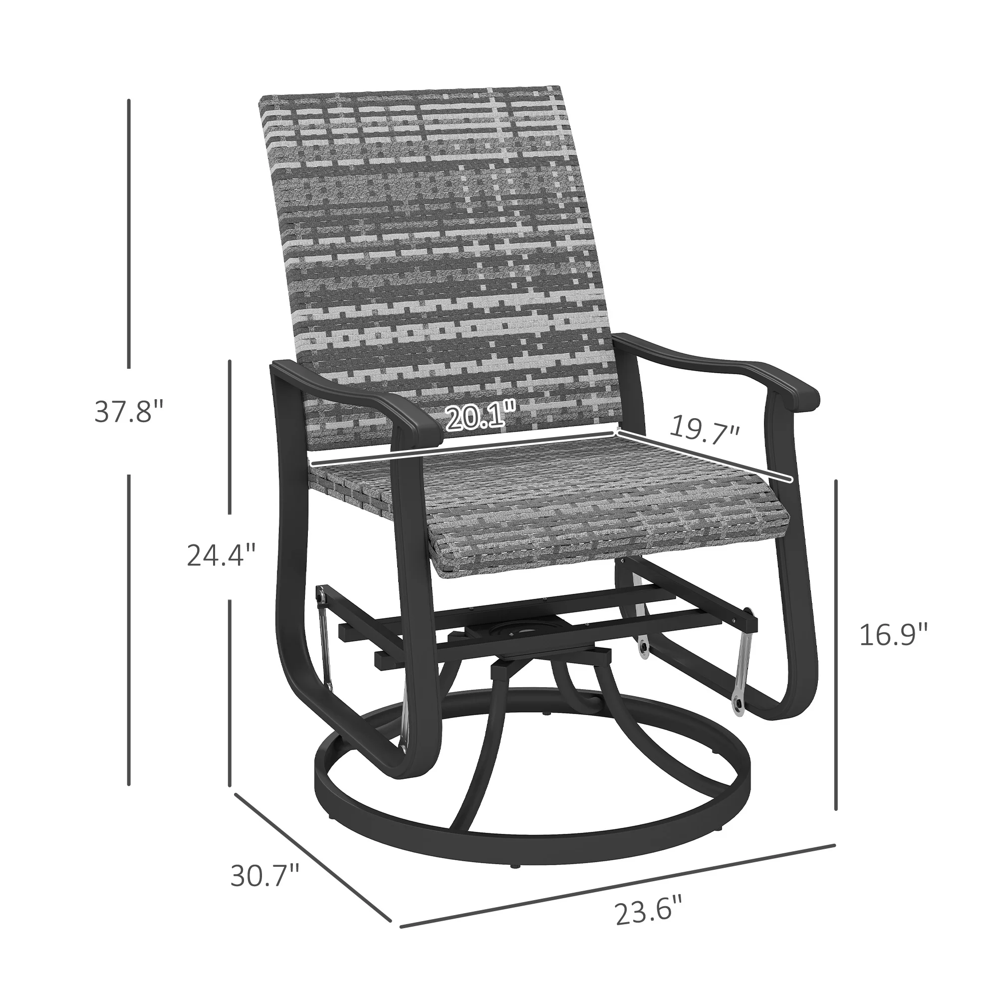 Korb-Rattan-Dreh-Garten-Schaukelstuhl-Set, 2er-Set – Bild 4