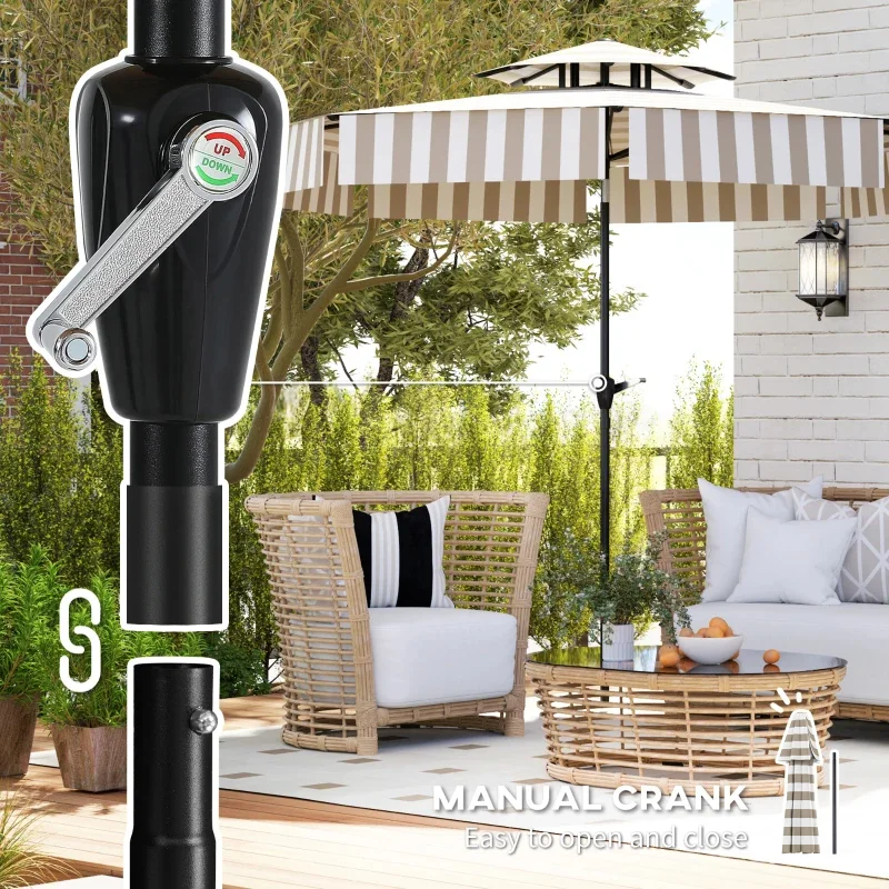 8,6FT Terrassenschirm, UPF 30, 2-stufig belüftet, Kurbel, 8 Streben, neigbar,... – Bild 5
